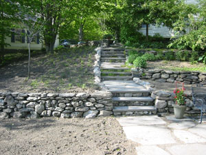 Stone Walls with Flagstone Patio and Steps