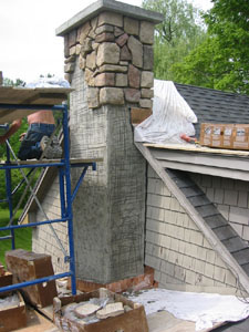 Manufactured Stone Chimney - In Progress