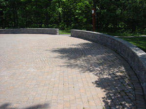 Patio Pavers with Landscape Block Wall