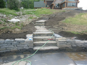 Stone Steps, Stone Wall and Flagstone